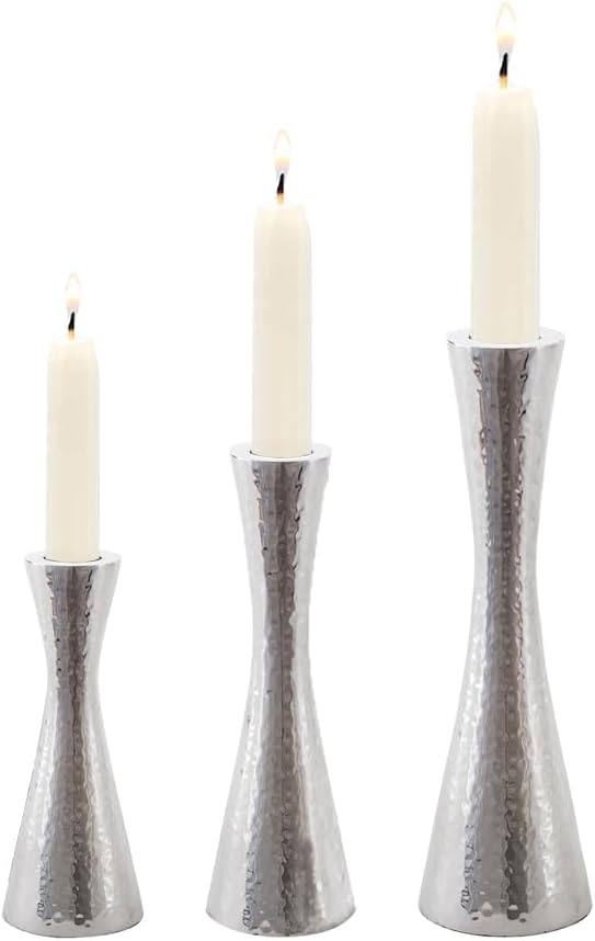 Amazon.com: Yair Emanuel Tapered Candle Holder Set of 3 Hammered Aluminum - Modern Pillar Candle Stands in 3 Sizes - Elegant Home Dcor or Gift for Special Occasions CNP-1 : Home & Kitchen