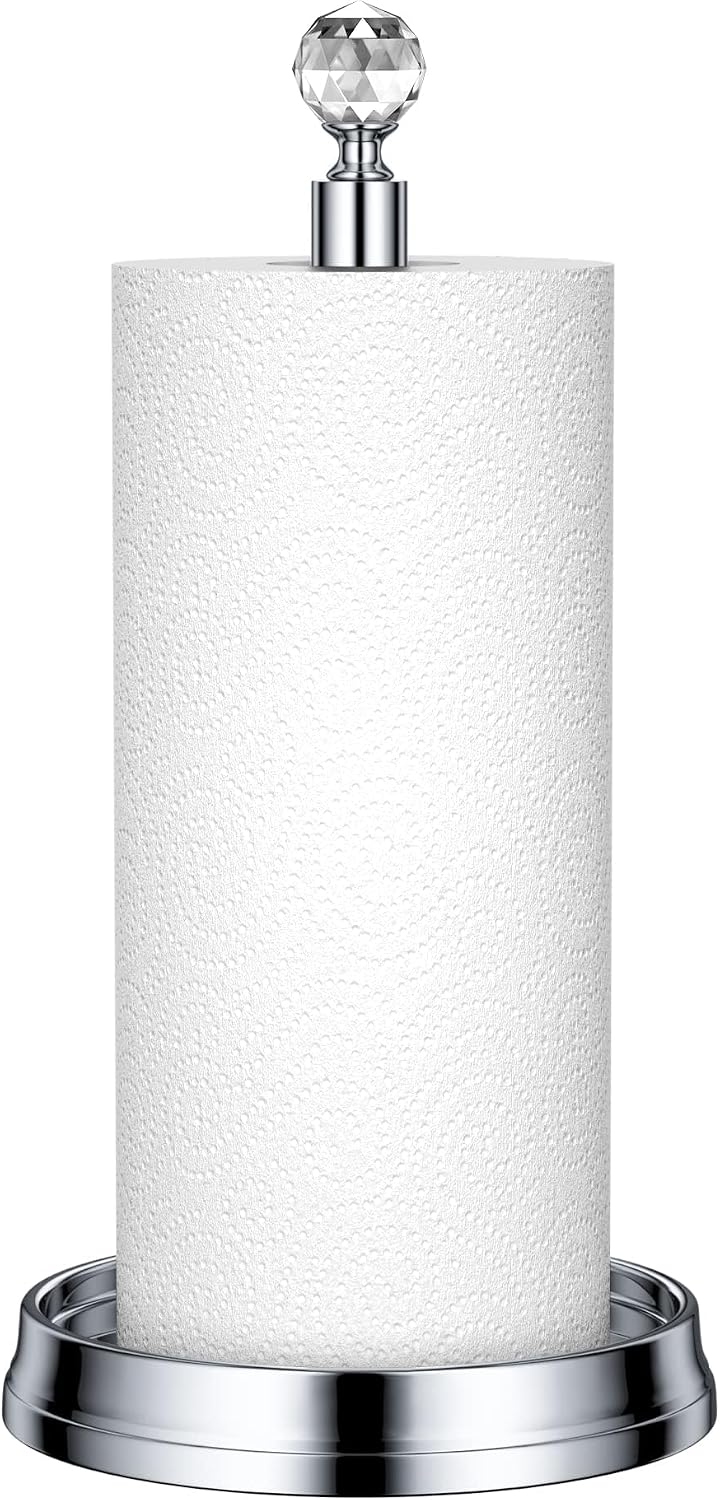 Amazon.com - KASUNTO Crystal Ball Paper Towel Holder - Steel Stand for Countertops & Tables, Fits Standard & Jumbo Rolls, Polished Chrome